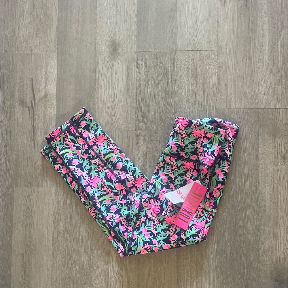 Lilly Pulitzer Pink and Green Floral Leggings XS NEW - Picture 8 of 9